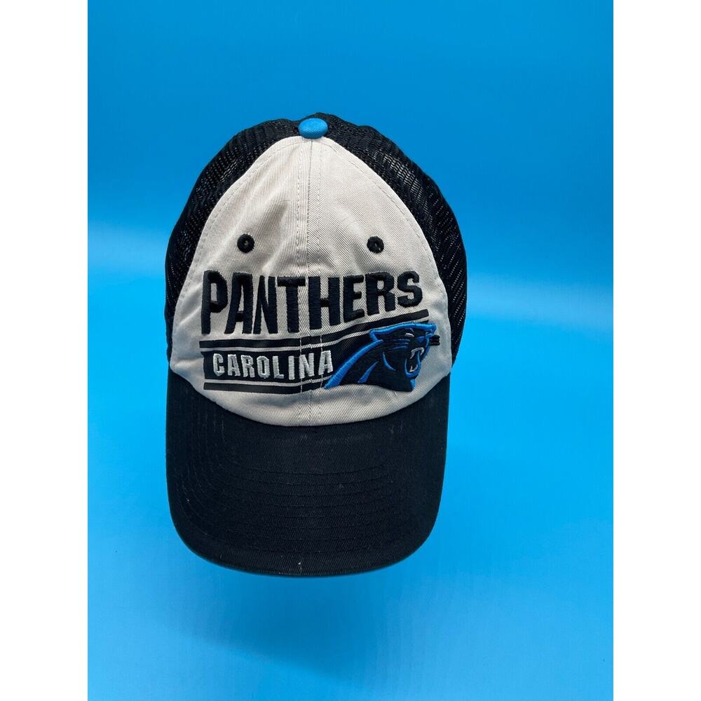 Carolina Panthers Trucker‎ Hat Black Beige NFL Team Apparel One Size Snapback